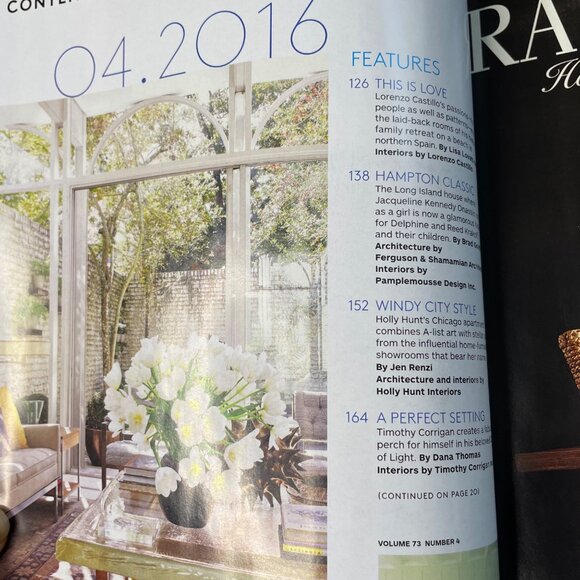 Architectural Digest Magazine u April 2016  Vol 73 Issue 4 Home Interior Design - Picture 4 of 4